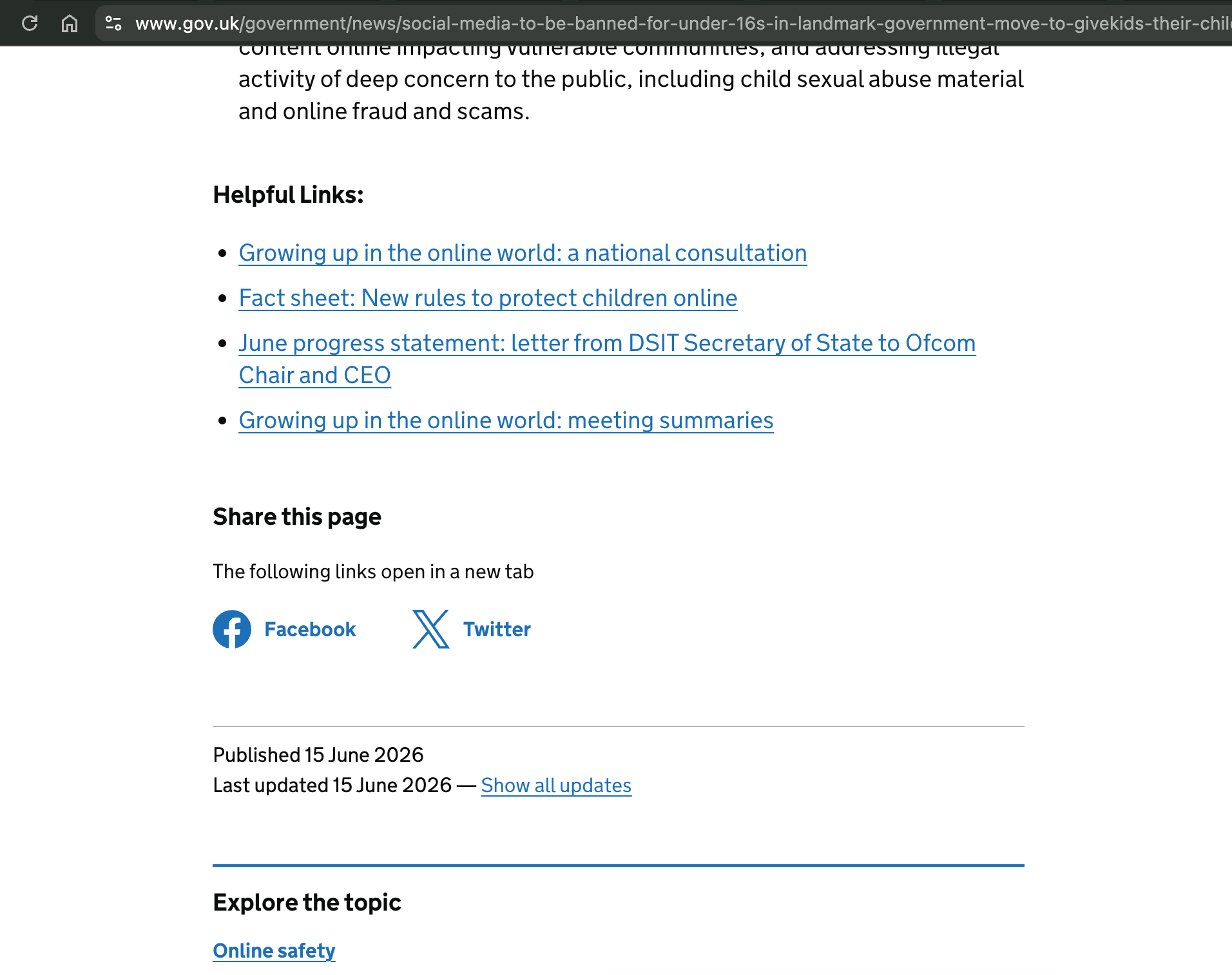 \\\"Share this page The following links open in a new tab\\\" on the gov.uk website